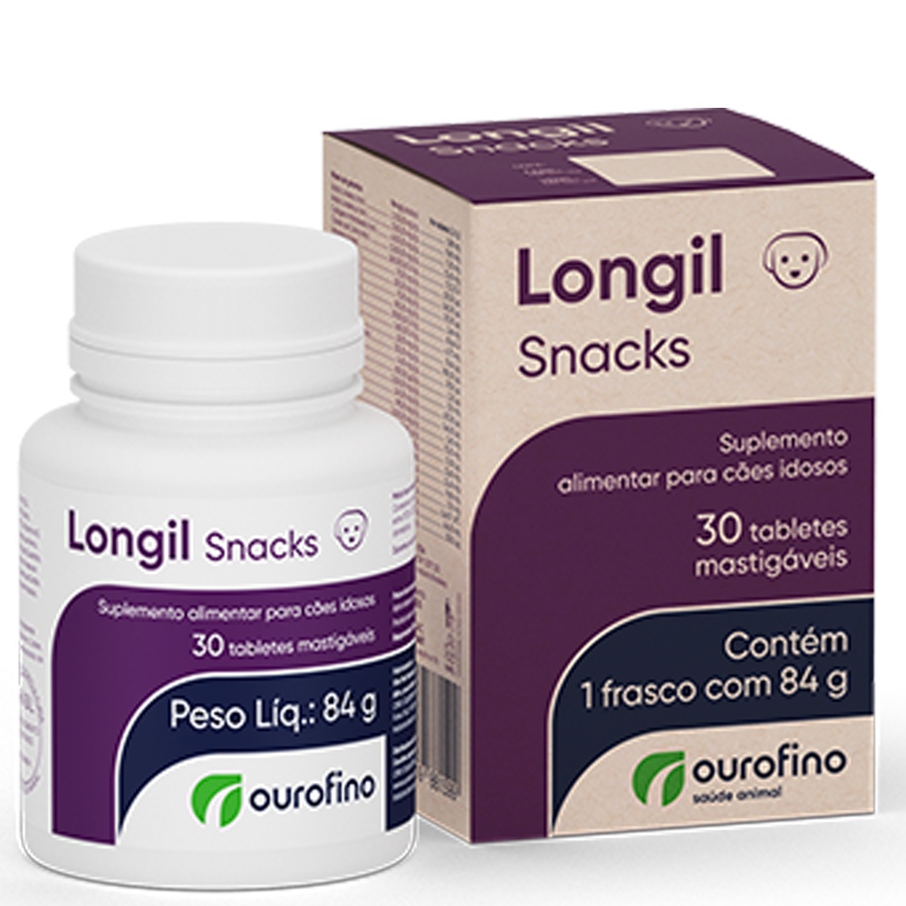 Longil Snacks 30 Tabs Mastigaveis Vitamina Cães Idosos - Ourofino Pet