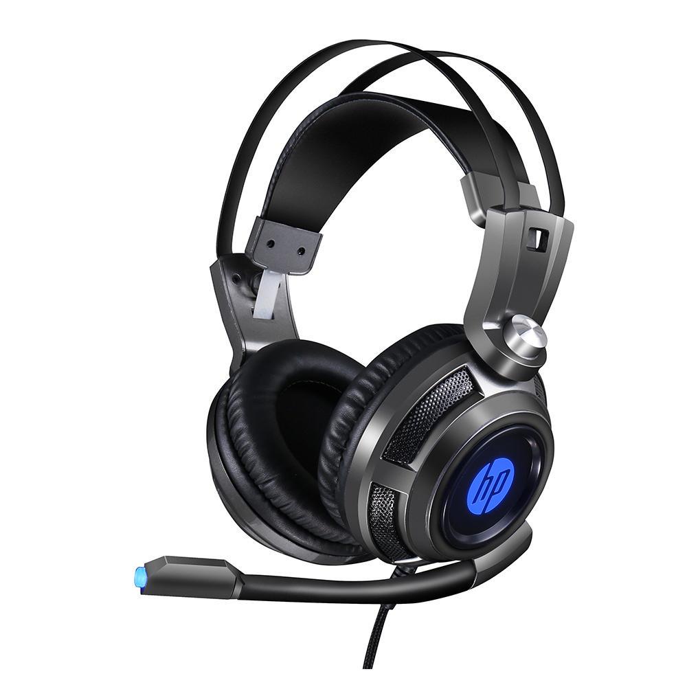 Headset Gamer 1 P3 + Adaptador 2 P2 Stereo 7.1 Surround c/ LED USB H200 Preto HP