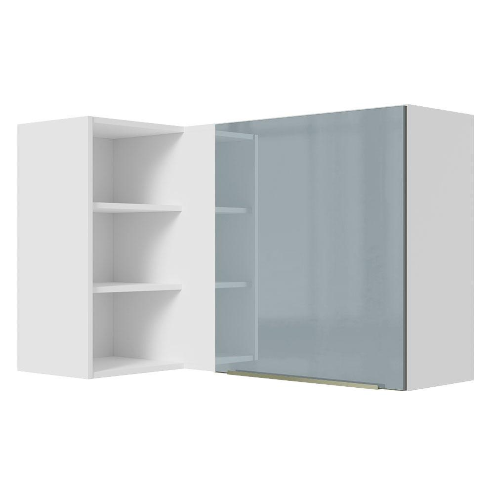 Armário Aéreo de Canto com Adega Acoplada Madesa Lux 1 Porta - Branco/Cinza