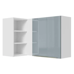 Armário Aéreo de Canto com Adega Acoplada Madesa Lux 1 Porta - Branco/Cinza