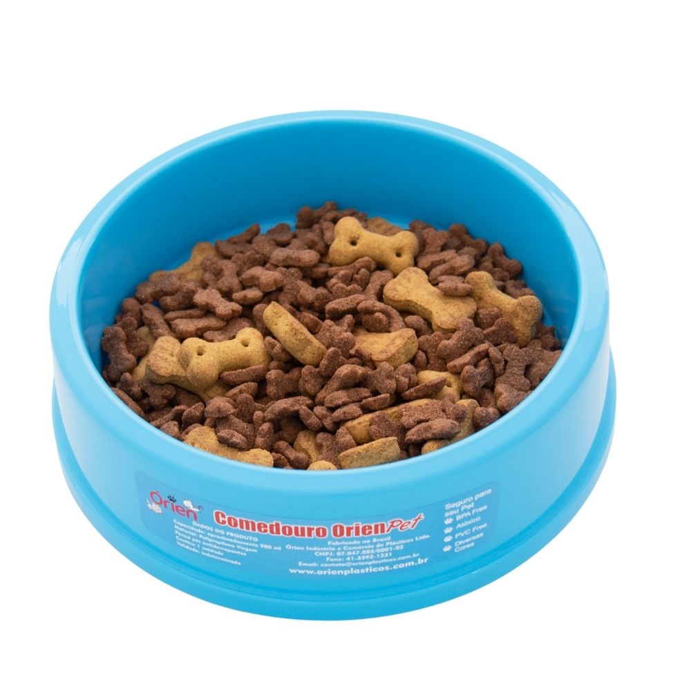 Comedouro Funcional p/ Cachorro Design Liso Cor Azul