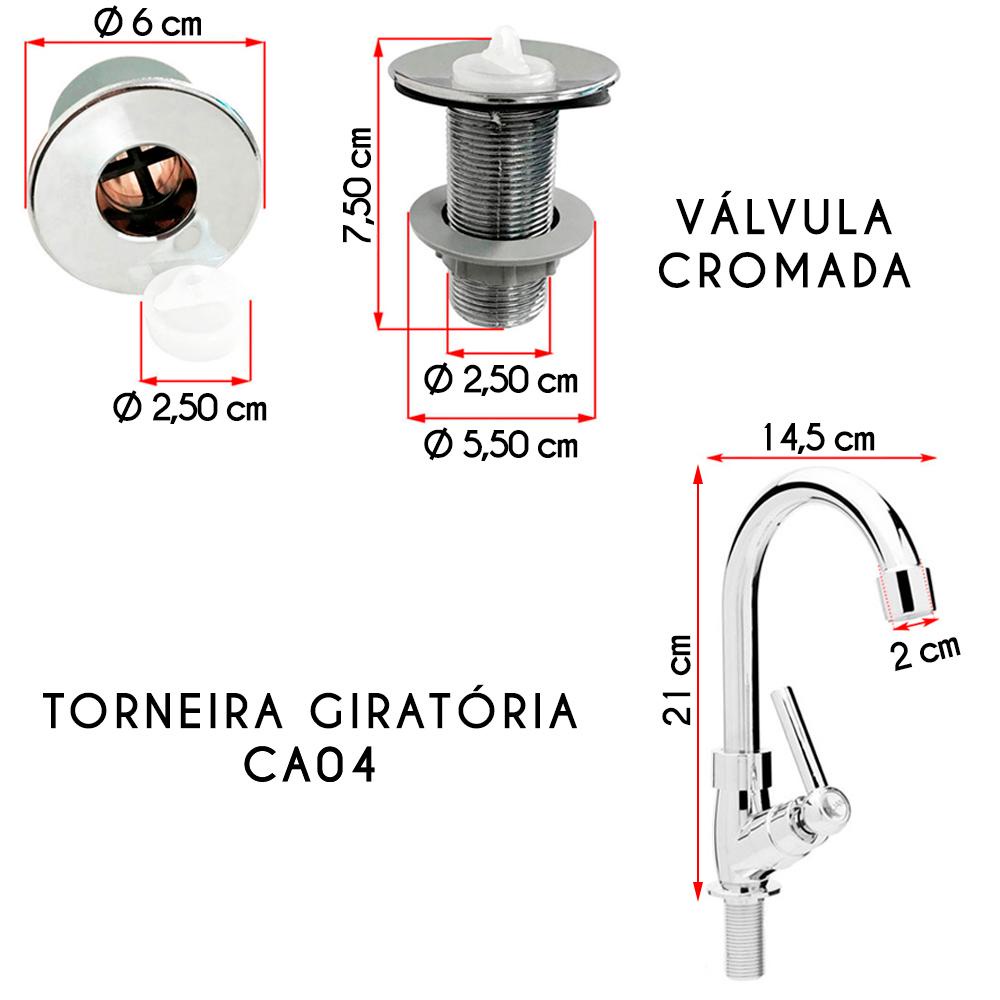 Kit Cuba Inspira Branca com Torneira DL04 e Válvula ABS Cromada — imagem 2 de 2