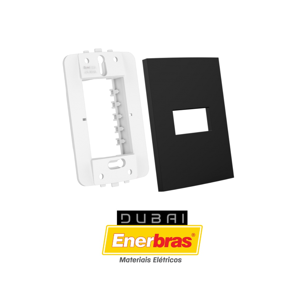 PLACA 1 POSTO + SUPORTE 4X2 DUBAI BLACK PLACA PRETA ENERBRAS