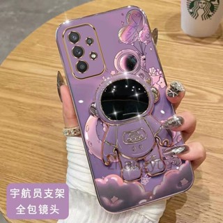 Caixa Para Telefone Samsung A32 4G A32 5G M32 A52 A52S A72 A22 4G A22 5G TPU 3D Com Suporte Astronauta Ultra Fina Eletroplatada Lisa E Macia À Prova De Choque