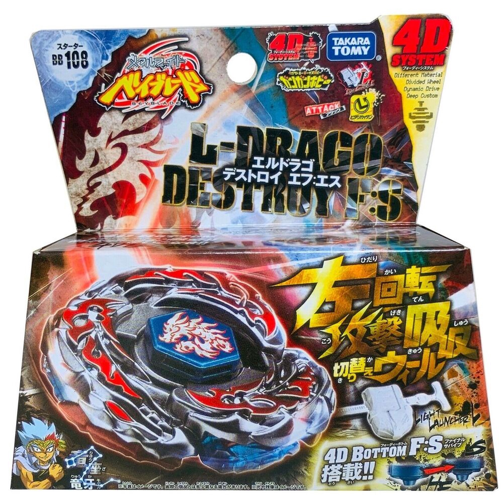 Takara Tomy Ypdem Estoquetakara BB-108 L-Drago Destrutor Destruir F:S Metal Fury Beyblade Starter Set Esquerda Spin Laun
