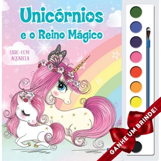 Livro Com Aquarela Unicórnios e o Reino Mágico Crianças Filhos Infantil Desenho História Brincar em Oferta na Shopee