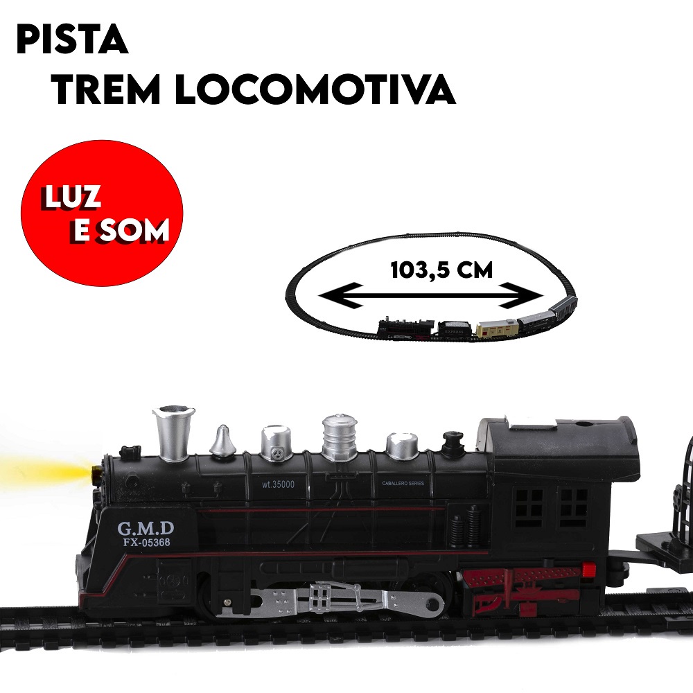 Trem Trenzinho Ferrorama Locomotiva Com Som E Luz 105cm