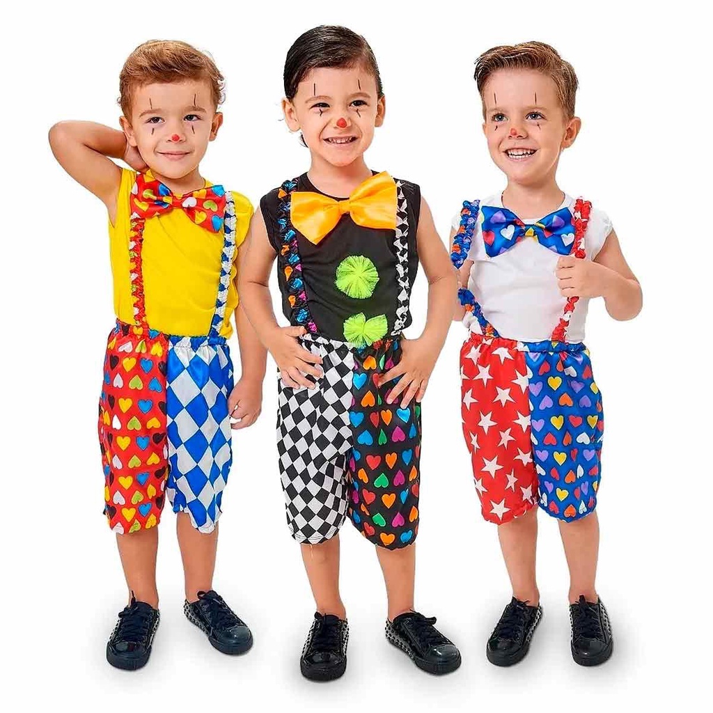 Fantasia de Palhacinho Infantil de Carnaval Com Gravata