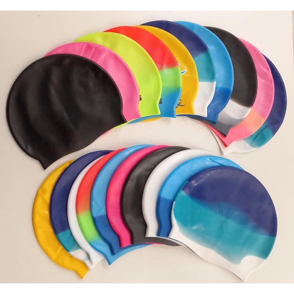Kit Touca De Natação Silicone 5 Toucas Estampadas Variadas