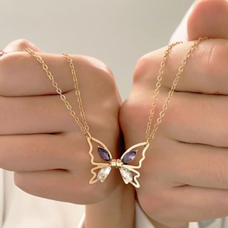 Conjunto ROS 2 Pcs Meio Borboleta Forma De Colar De Corrente De Colarinho De Amizade