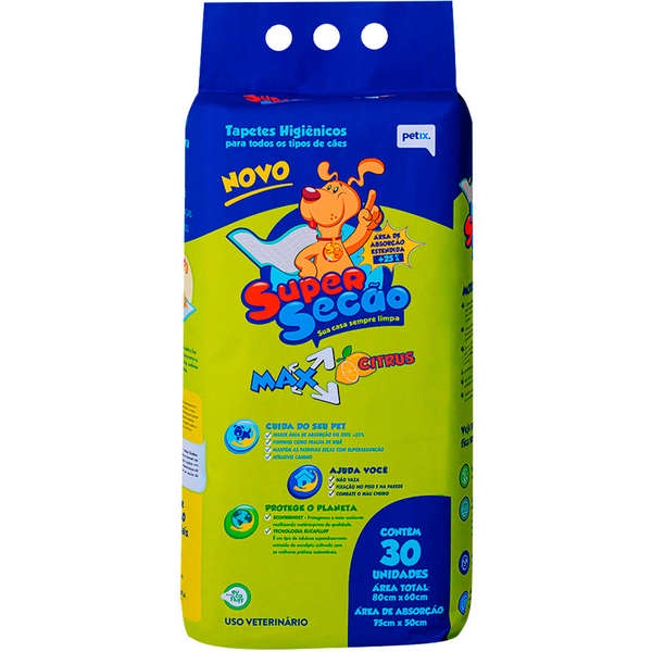 Tapete Higiênico Super Secão Max Citrus Petix C/30 Unidades