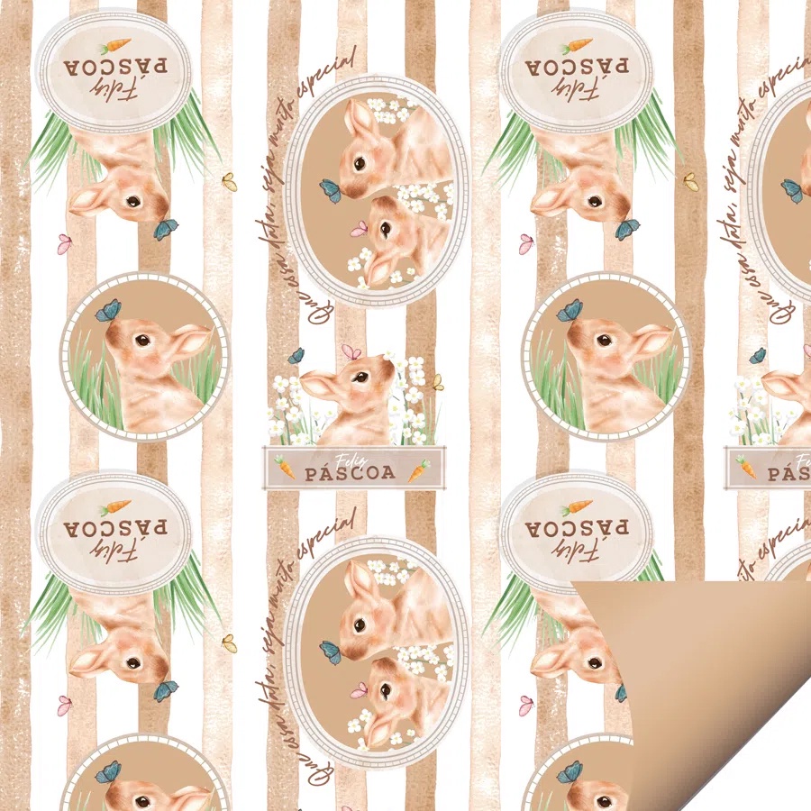 Folha para Ovos de Páscoa Pascoa Double Face Charles Mocha 69 x 89 cm - 5 unidades - Cromus Páscoa - Rizzo Distribuidora - Stationery