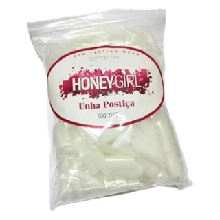 Unhas Tips Acrigel Porcelana Honey Girl Redondas Brancas Kit Pacote 500 unidades