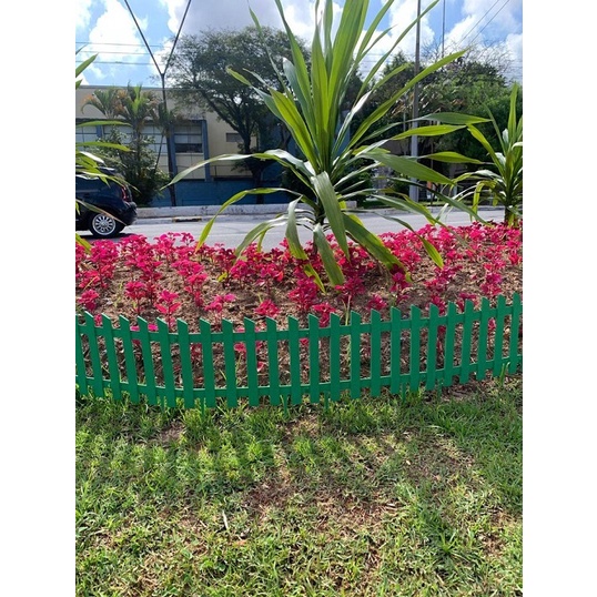Cerca Decorativa P Kit 3 Jardim Ripa Plástico Verde Faz 1 mt