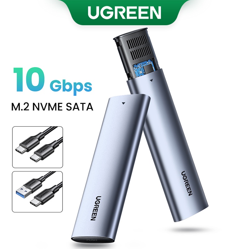 UGREEN M . 2 NVMe SSD Gabinete SATA Para USB 3.1 Gen2 10 Gbps PCI-E Protocolo Duplom Suporte Da Caixa UASP Disco Rígido-Key & B