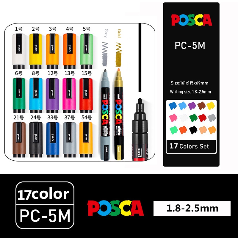 Kit De Caneta Canetas Posca Branca Preta Pc M M M Ponta Fina Caneta