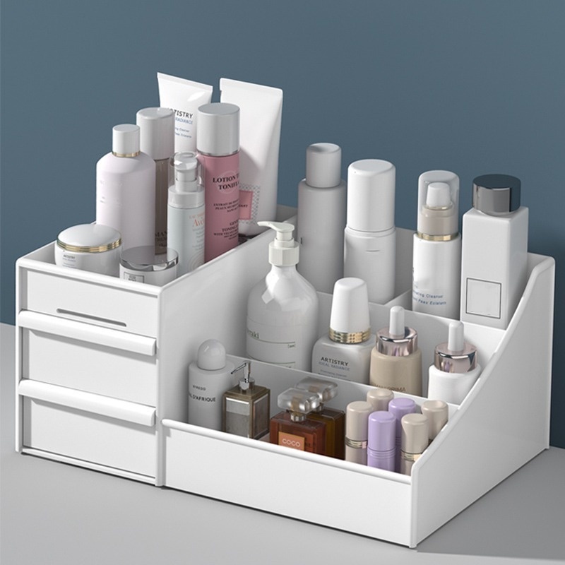 Organizador De Maquiagem Para Cosméticos De Grande Capacidade Caixa De Armazenamento De Mesa Jóias Recipiente De Polimento De Unhas