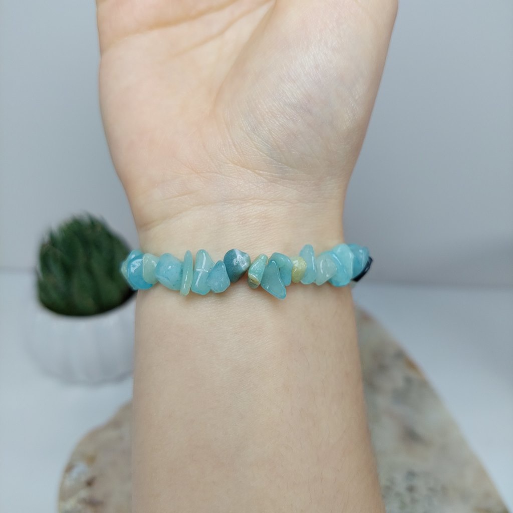 Pulseira Cascalho Pedra Amazonita Natural