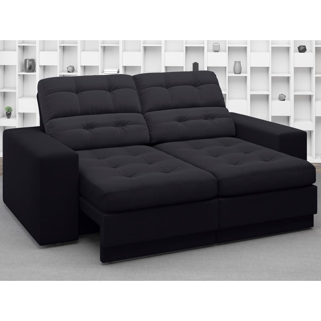Sofá Jobim 1,70m Assento Retrátil e Reclinável Velosuede Preto - NETSOFAS em Oferta na Shopee