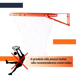 Aro Basquete Cesta Aço 45cm Tamanho Oficial Basquete C/ Rede de Nylon Reforçada + Kit de Fixação