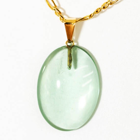 Colar Cabochao Obsidiana Verde Montagem Manual Pino Dourado