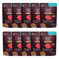KIT 10 Ração Úmida Gran Plus Sachê Gatos Gourmet Adultos Atum - 85g
