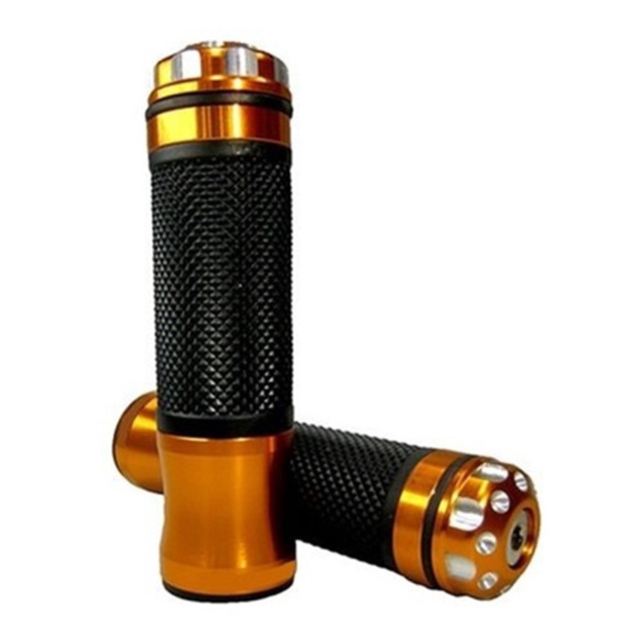 PAR MANOPLA PUNHO MOTO DE ALUMINIO MODELO STREET DOURADO MAXX