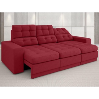Sofá Jobim 2,30m Assento Retrátil e Reclinável Velosuede Vermelho - NETSOFAS em Oferta na Shopee