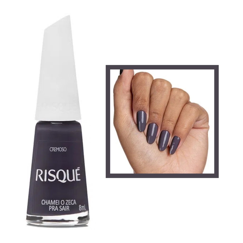 Esmalte Risque Chamei o Zeca Para Sair Cinza Cremoso 8ml | Shopee Brasil