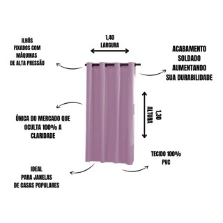 Cortina Corta Luz Blackout Pvc Uma Folha 1,40m X 1,30m