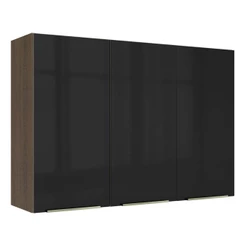 Armário Aéreo Madesa Lux 120 cm 3 Portas - Rustic/Preto