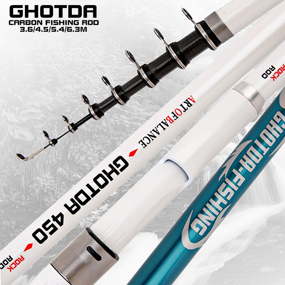 Vara De Pesca Em Rocha 3.6M-6.3M Telescópica Fibra De Carbono Carpa No Mar Água Salgada/Doce em Oferta na Shopee