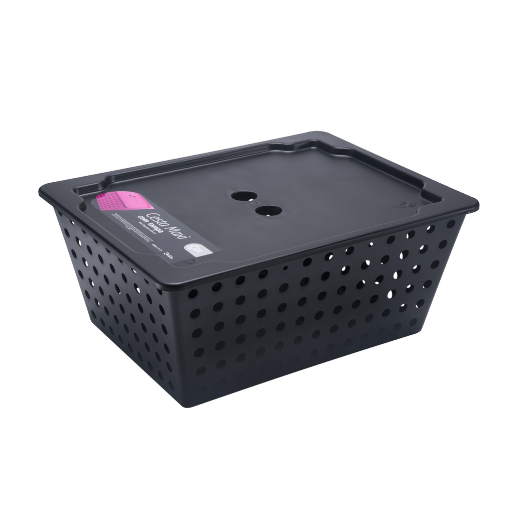 Cesta Organizadora Maxi Com Tampa Coza One 39 x 30 x 16,8 cm Preto em Oferta na Shopee