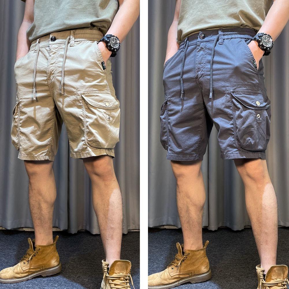 Japonês Shorts Homens Altura Do Joelho Cargo Elástico Cintura Masculina Moda Bermuda Militar Calça Tática Verão Shor
