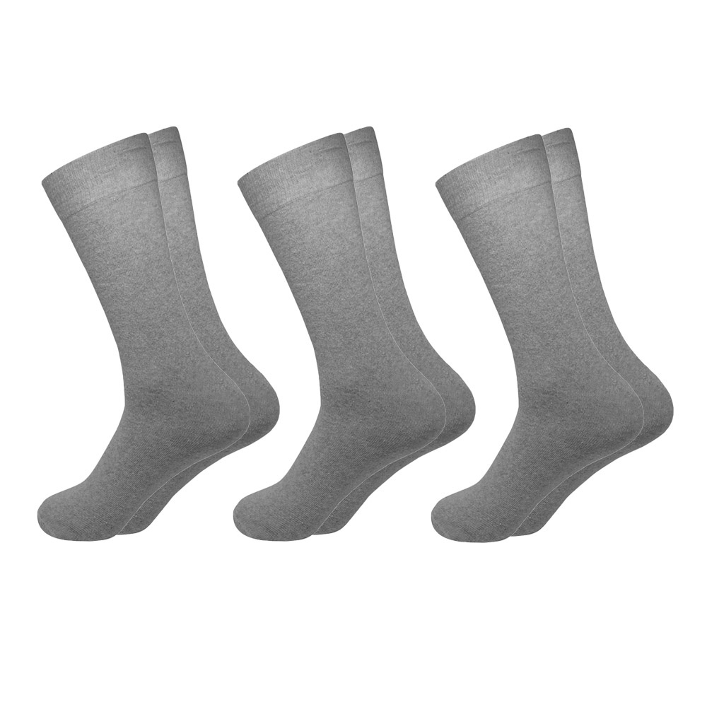 Kit 3 Pares de Meias Sociais Cinza de Algodão