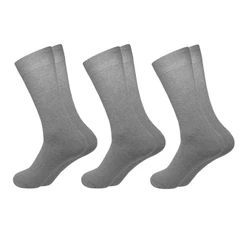 Kit 3 Pares de Meias Sociais Cinza de Algodão