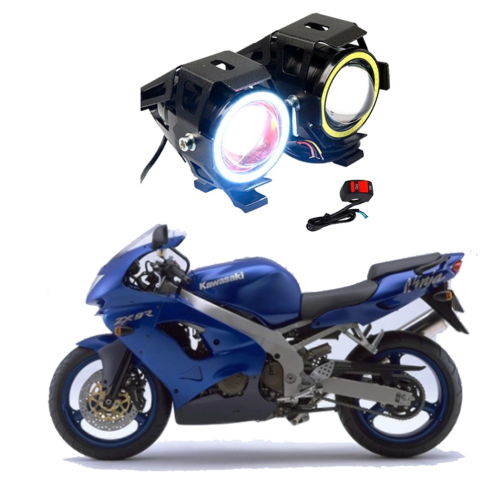 Par Farol de Milha Angel Eye U7 para Moto Kawasaki NINJA ZX 9R 900CC 1994 1995 1996 1997 1998 1999 2000 até 2022
