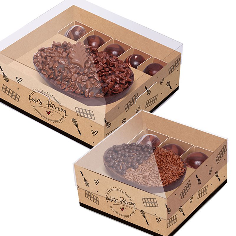 Caixa New Practice Meio Ovo - Feito com Amor Kraft - 06 unidades - Cromus Páscoa - Rizzo Distribuidora