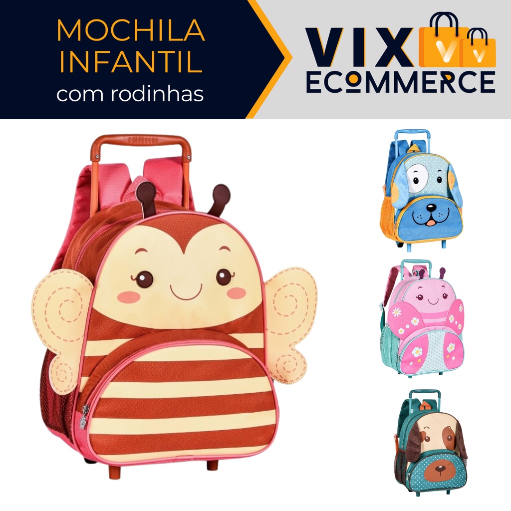 Mochila Infantil de Rodinhas Animais Clio Pets