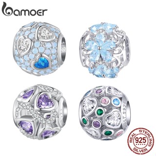 Bamoer 925 Prata Sonhador Azul E Roxo Coração Contas Moda Pendnat Para Pulseira Com Mulheres Estudante