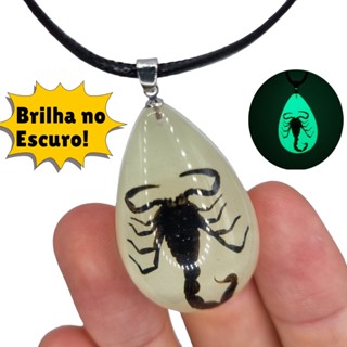 Colar Escorpião - Resina - Pedra Natural - Brilha no Escuro - Masculino e Feminino
