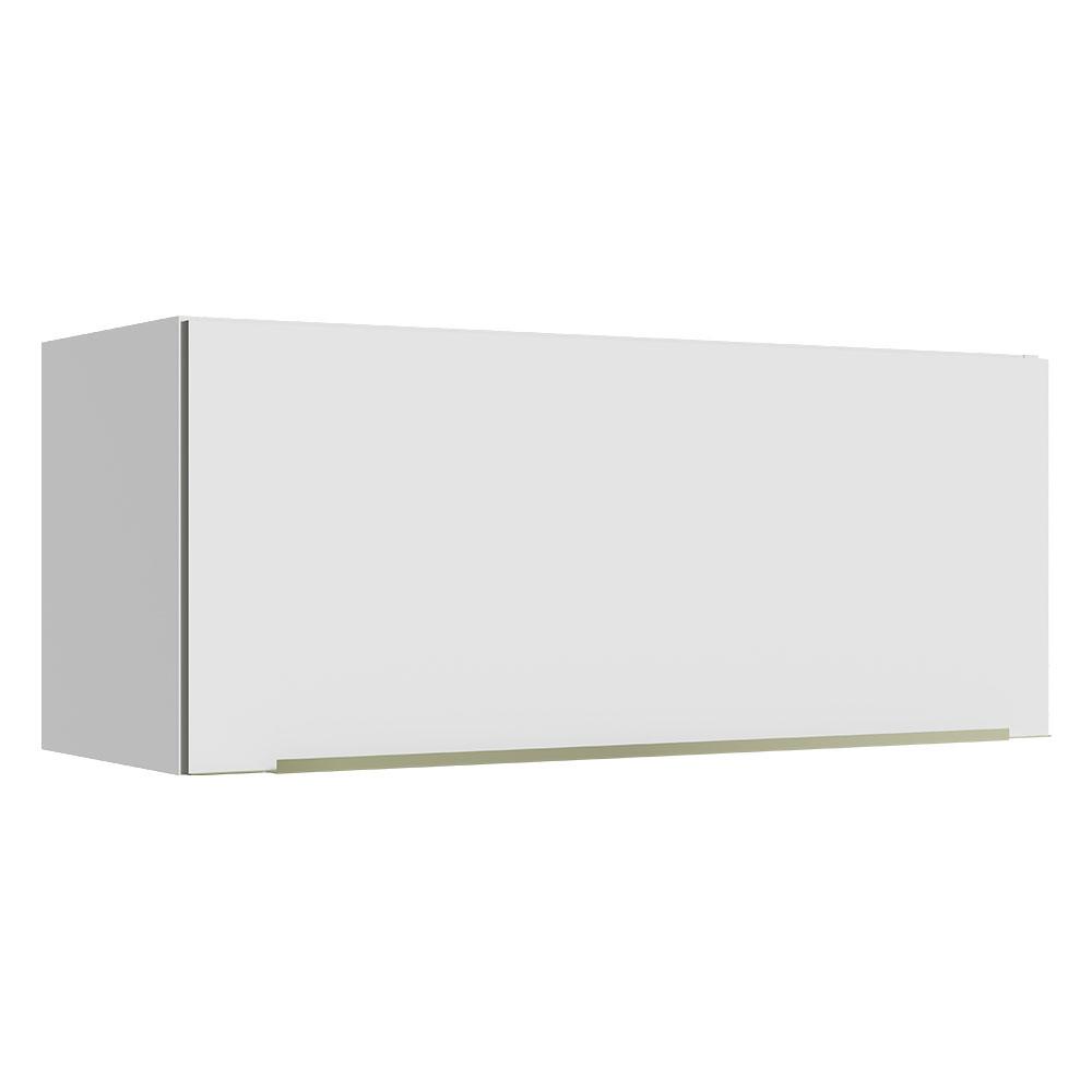 Armário Aéreo Madesa Lux 80 cm 1 Porta Basculante - Branco/Branco Veludo