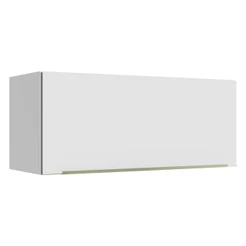 Armário Aéreo Madesa Lux 80 cm 1 Porta Basculante - Branco/Branco Veludo