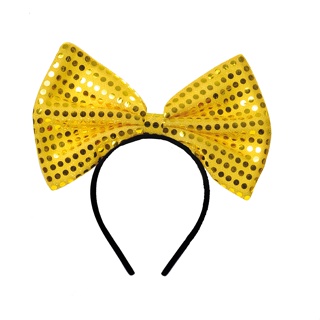 Fantasia Carnaval - Tiara Laço - Paetê Amarelo - P - 01 UN - Cromus - Rizzo em Oferta na Shopee