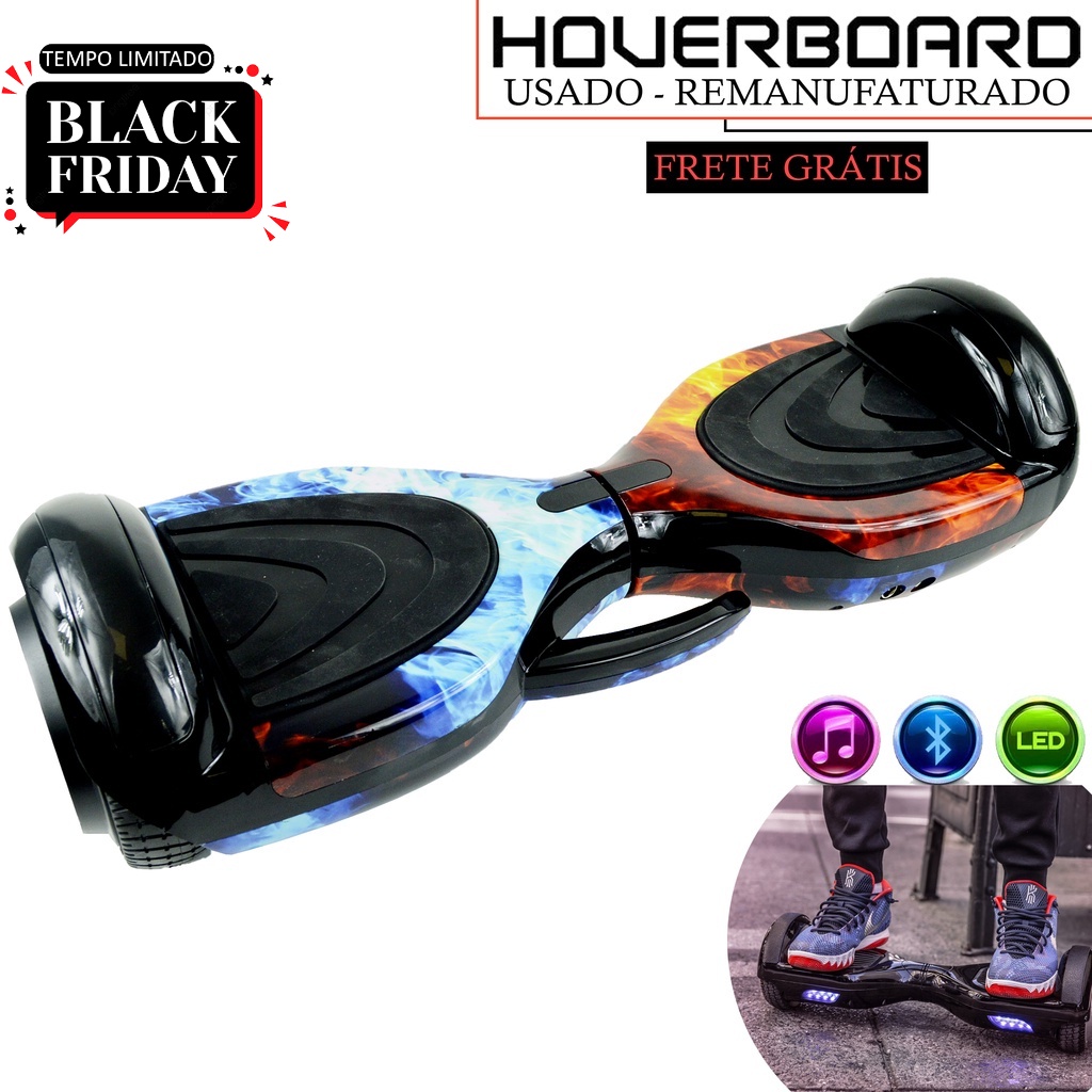Hoverboard Skate Élétrico Bluetooth Com Led Alça Curta 6,5 Polegadas Fogo  e Água - YDTECH - Hoverboard - Magazine Luiza