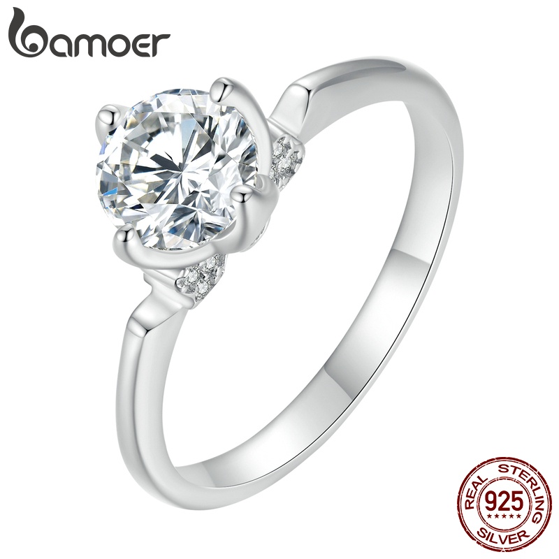 Bamoer Prata Esterlina 925 Simples Básico Anel De Casamento Moissanite Jóias De Moda Para Casal