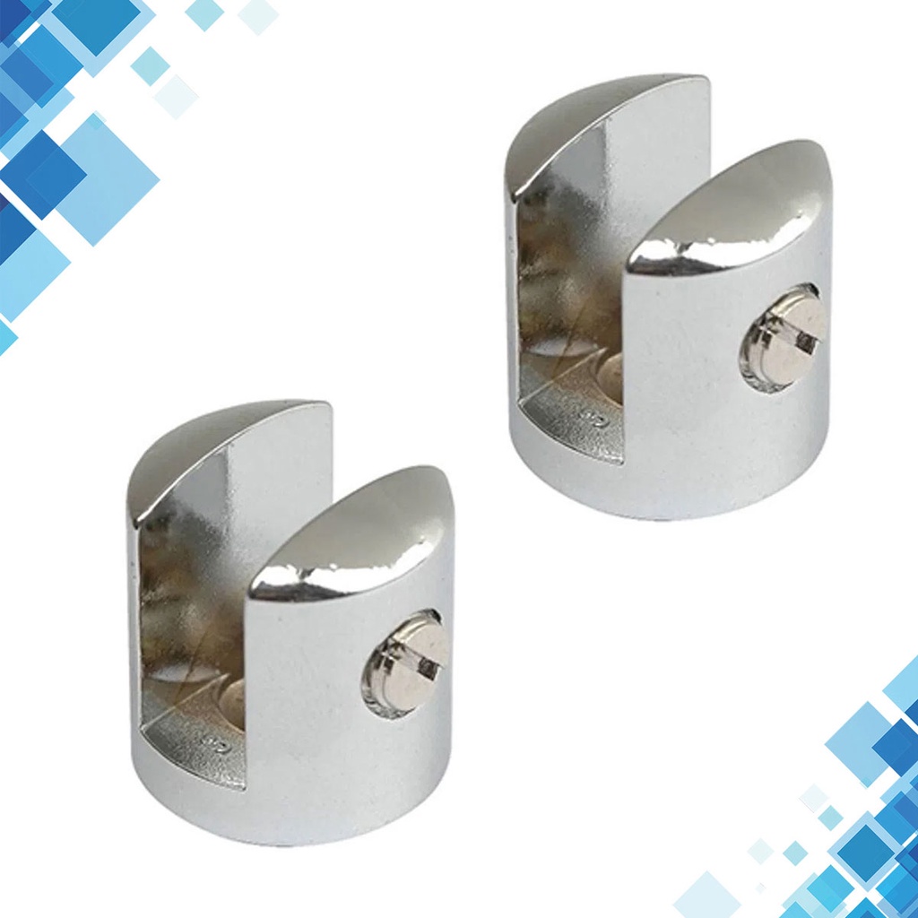 2 Suportes Fenda Metal Cromado 10mm Boca de Jacaré Para Vidro Madeira Acrílico