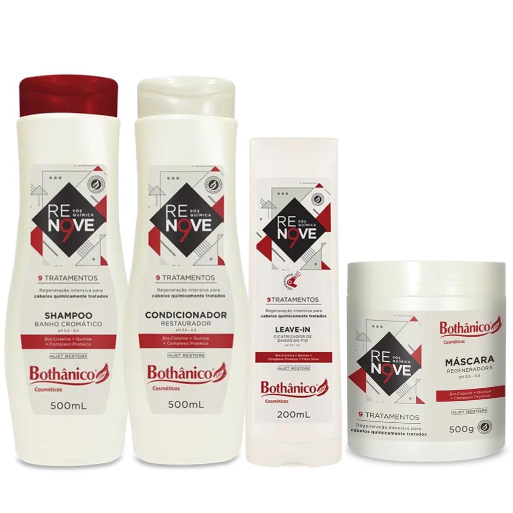 Kit Bothanico Renove 9 Cuidados Pos Quimica 4 Produtos 500ml