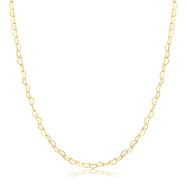 Choker Cordão Colar Feminino Curto Elos de Coração Folheado Banhado a Ouro 18k
