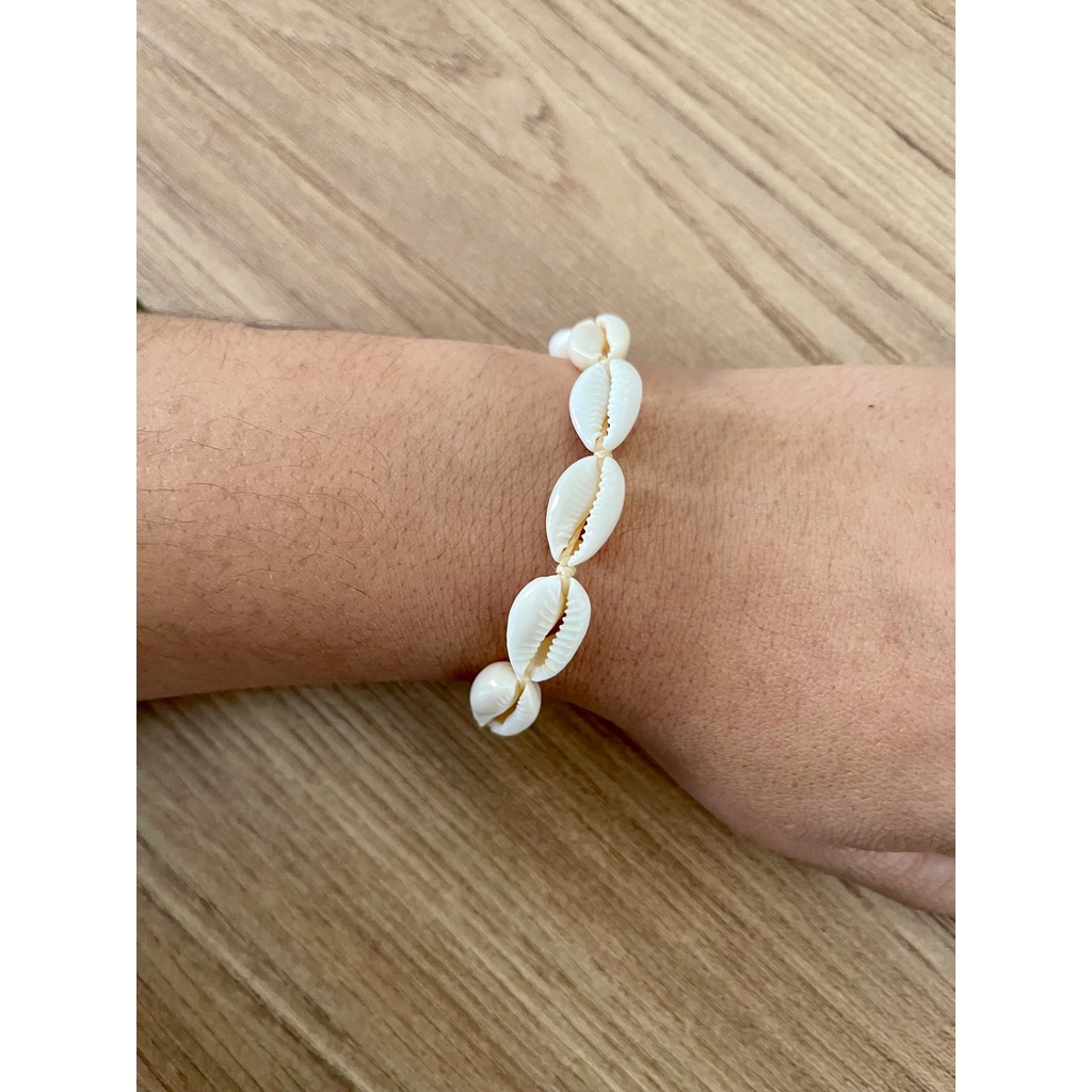 Tendência de Moda FASHION Pulseira/Tornozeleira de Búzios - Conchas de Praia Naturais